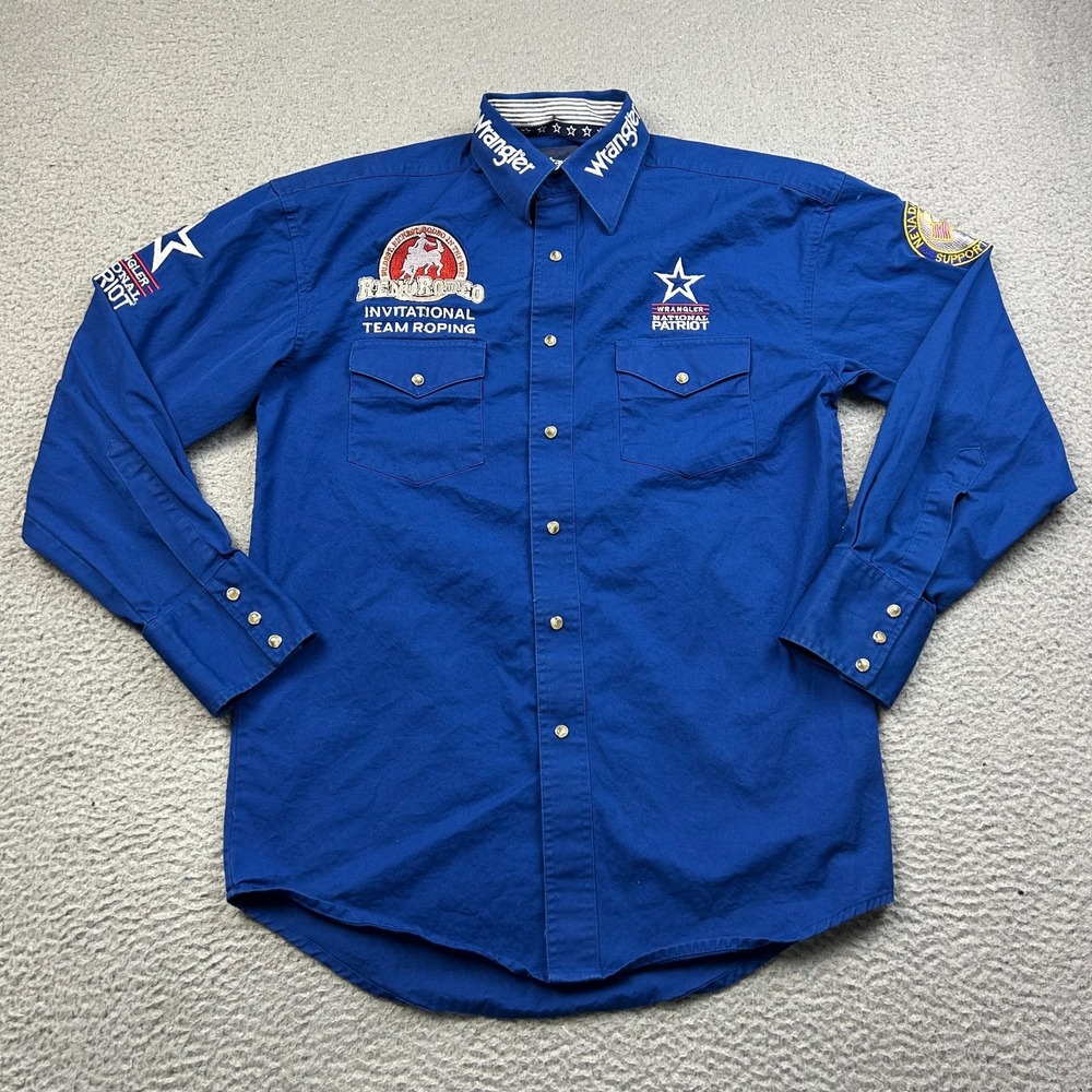 Wrangler Reno Rodeo Contestant 2011 Roping National Patriot Snap Shirt FITS S